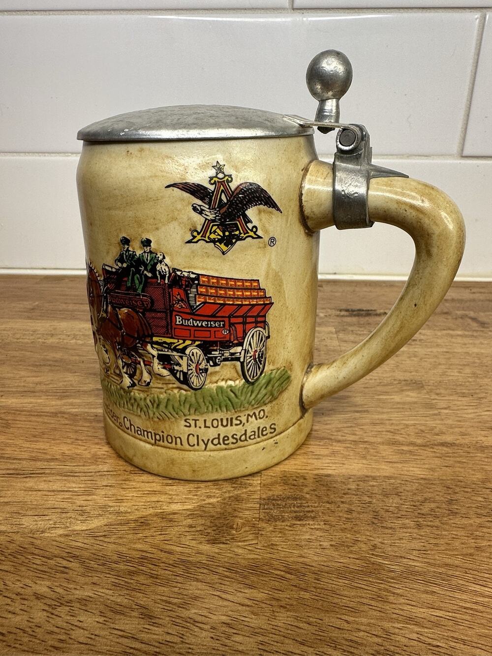 1980 Budweiser Champion Clydesdales Ceramarte Beer Stein Mug CS19